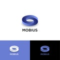 Mobius logo. Impossible geometric shape with shadow on a different backgrounds. UI, Web icon.