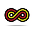 Mobius loop. Celtic or Greek colorful pattern woven from three lines. Infinity loop Royalty Free Stock Photo