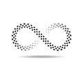 Mobius` loop made of grey dots. Infinity symbol. Number eight