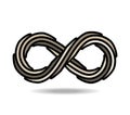 Mobius loop made of rope in shades of grey. infinity symbol