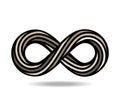 Mobius loop made of rope in shades of grey. infinity symbol