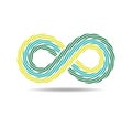 Mobius loop made of three colorful ropes. infinity symbol made of wires. Number eight