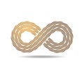 Mobius loop made of three golden ropes. infinity symbol made of wires. Number eight