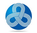 Mobius loop with three elements made of staff. Five blue lines. Infinity symbol Royalty Free Stock Photo