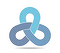 Mobius loop with three elements made of staff. Five blue lines. Infinity symbol Royalty Free Stock Photo