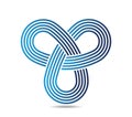 Mobius loop with three elements made of staff. Five blue lines