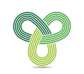 Mobius loop with three elements made of staff. Five colorful lines. Infinity symbol Royalty Free Stock Photo