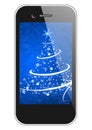 Moblie phone with christmas tree