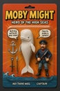 Moby might white whale and whaler funny action figure Royalty Free Stock Photo