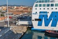 Moby Wonder ferry ship moored in Livorno port, Italy