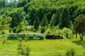 The Mocanita steam train on the Sovata-Campul Cetatii Route, Mures county, Romania