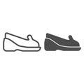 Mocassins line and glyph icon. Shoes vector illustration isolated on white. Footwear outline style design, designed for