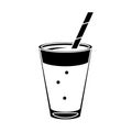 Mocca coffee cup cream straw drink pictogram Royalty Free Stock Photo