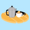 Mocca pot flat vector concept Royalty Free Stock Photo