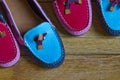 Moccasins red and blue Royalty Free Stock Photo
