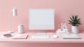 mockup pink and white desk Royalty Free Stock Photo