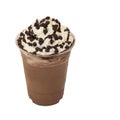 Mocha coffee smoothie in takeaway glass on white Royalty Free Stock Photo