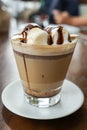 Mocha hot coffee with marshmallow Royalty Free Stock Photo