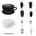 Mocha, macchiato, frappe, take coffee.Different types of coffee set collection icons in black,monochrom style vector