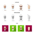 Mocha, macchiato, frappe, take coffee.Different types of coffee set collection icons in cartoon,flat,monochrome style