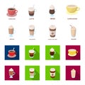 Mocha, macchiato, frappe, take coffee.Different types of coffee set collection icons in cartoon,flat style vector symbol