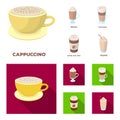 Mocha, macchiato, frappe, take coffee.Different types of coffee set collection icons in cartoon,flat style vector symbol