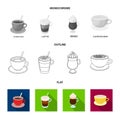 Mocha, macchiato, frappe, take coffee.Different types of coffee set collection icons in flat,outline,monochrome style