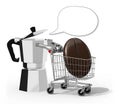 Mocha and shopping cart with big coffee bean inside