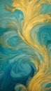 Mocha Swirl Wave Offers Closeup of Yellow and Blue Liquid