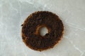 Mochaccino Donut or mocha topping Isolated on grey background top view of baked breakfast food Royalty Free Stock Photo