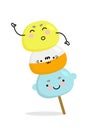 Mochi character design. Japanese cartoon desserts. vector illustration in a flat style.