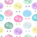 Mochi dessert and paw prints pattern