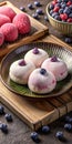 Mochi: an oriental delicacy with a creamy filling Royalty Free Stock Photo