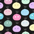 Mochi Queen pattern black background seamless fabric design