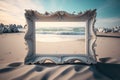 Mock empty frame Beach sea landscape on the mountain, frame mockup