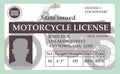 A mock, generic state issued motorcycle license for bike riders in seen isolated on the background
