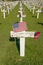 Mock grave markers of US soldiers who died in Iraq war at Arlington West, Santa Barbara, CA