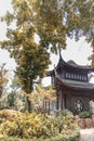 Mock old history chinese building in Kowloon Walled City Garden, Hong Kong, autumn Royalty Free Stock Photo