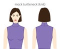 Mock turtlenecks knit neckline clothes knits, sweaters character beautiful lady in lavander dress technical fashion