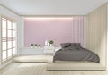 Mock up bed room pink color japanese interior design.3D rendering