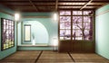 Mock up Big room very Luxury zen style, Designed specifically in Japanese style, empty mint room. 3D rendering