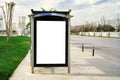 Mock up Billboard Banner template at Bus Shelter Media outdoor street Royalty Free Stock Photo