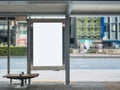 Mock up Billboard poster blank Media Advertising Poster template at Bus Station city street