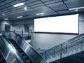 Mock up billboard in subway station with escalator