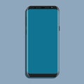 Mock-up black smartphone with blue screen vector flat design