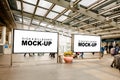 Mock up blank advertising billboard on airport terminal Royalty Free Stock Photo