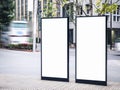 Mock up Blank Banner sign stand outdoor Building Media Advertising set Royalty Free Stock Photo