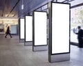 Mock up Blank Banners display in Public Building with People