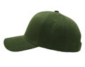 Mock up blank baseball color olive cap closeup of side view