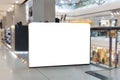 Mock up. Blank billboard, advertising stand in modern shopping mall Royalty Free Stock Photo